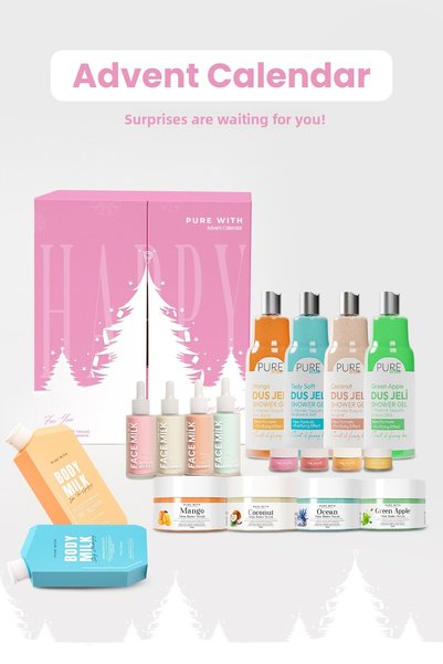 Pure With Advent Calendar 2025 – Care Set Shower Gel, Body Milk, Face Milk, Scrub, Lip Scrub, New Year