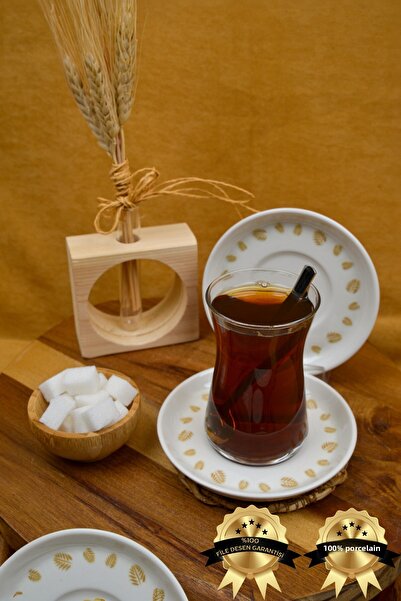 Heda Porselen Başak 6-Piece Porcelain Tea Plate Set