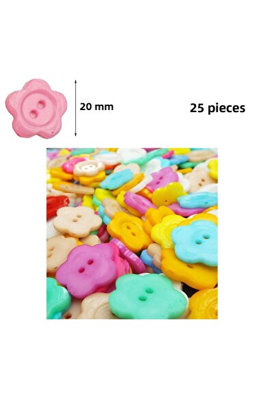 Limmy Buton colorat cu flori Buton colorat cu margarete 2 cm - 25 buc