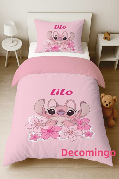 dekomingo طقم أغطية سرير لغرفة الأطفال من ليلو بينك (بدون ملاءات)