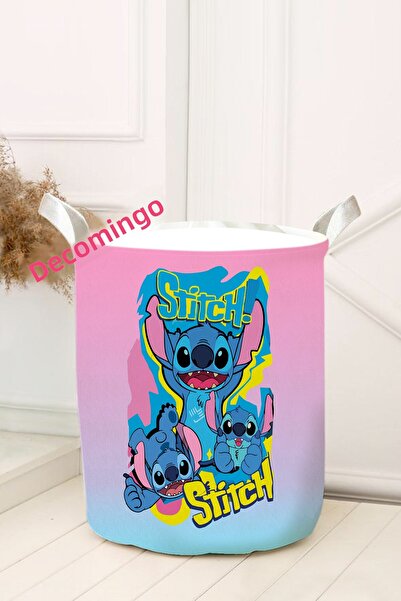 dekomingo Pink Blue Transition Stitch Patterned Toy Basket