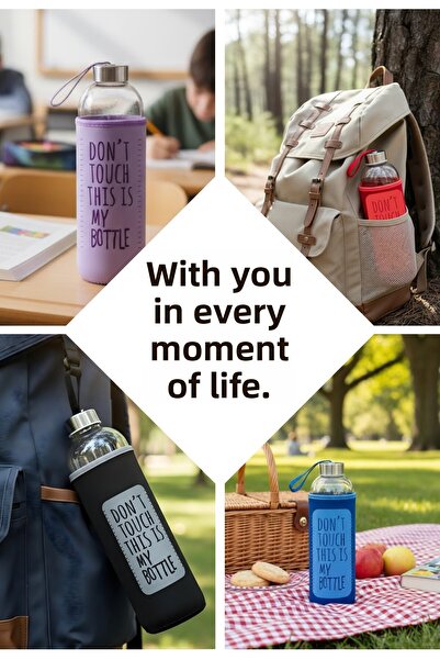 Nandy Home 750 Ml. Glass Water Bottle – Healthy and Durable Water Bottle with Sleeve – Don'T Touch This Is My Bottle