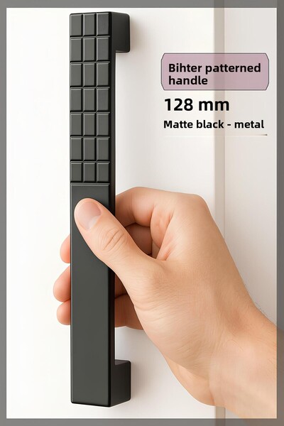 GLASWEN Λαβή με σχέδιο Bihter 128 mm Μαύρη λαβή κουζίνας Λαβή συρταριού Ντουλ...