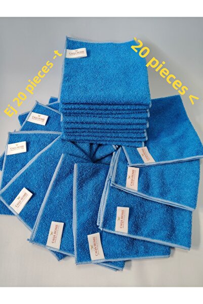 CAQA HOME Σετ 20 τεμαχίων Μπλε πανιά κουζίνας και γενικού καθαρισμού από μικρ...