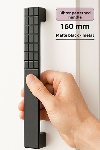 GLASWEN Λαβή με σχέδιο Bihter 160 mm Μαύρη λαβή κουζίνας Λαβή συρταριού ντουλ...