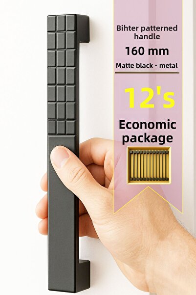 GLASWEN 12 bucăți de mânere cu model Bihter, 160 mm, negru, mâner pentru bucă...