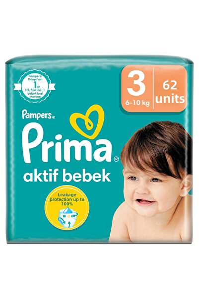 Prima Active Size 3 Midi 62 Pack Baby Diapers