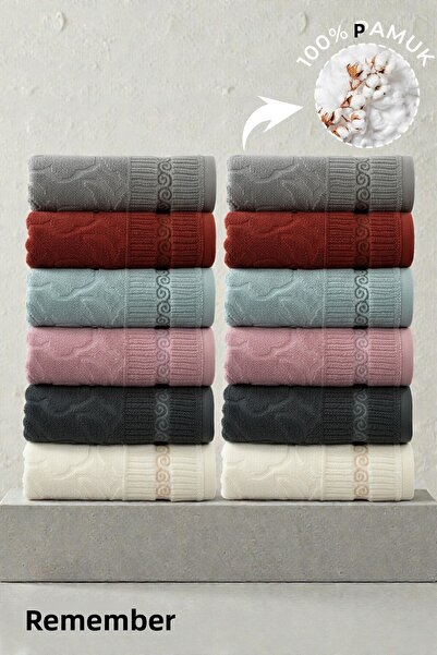 Anılsan Pachet de 12 prosoape Didyma - 50x80 cm, 170 gr, bumbac 100% , prosoape pentru spa și hotel, potrivite pentru utilizare zilnică