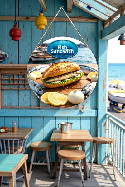 Nod زخرفة جدارية خشبية بتصميم السمك مع حبل، ديكور لوحة لمطعم الأسماك