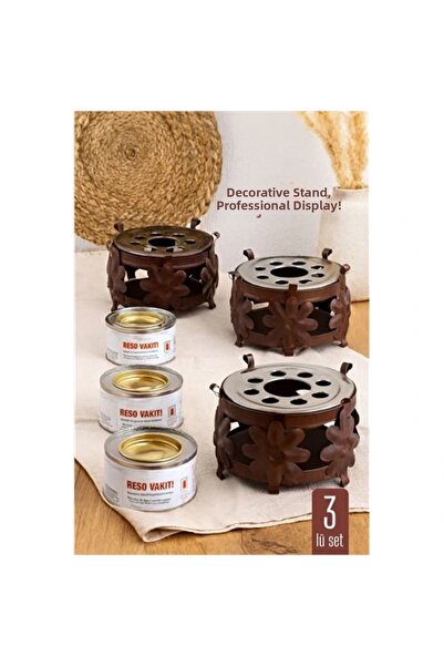CANSA Set of 3 Decorative Metal Ottoman Stove and Resin Fuel – Safe and Styli...