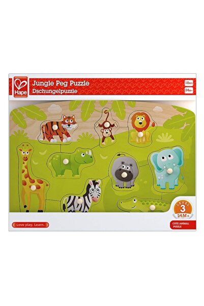 Hape Wooden puzzle with buttons - Jungle Animals