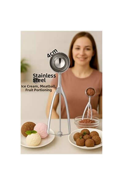 Marsilyan Inox 4 cm Ice Cream Spoon - Watermelon Cookie Meatball Halva Portioning