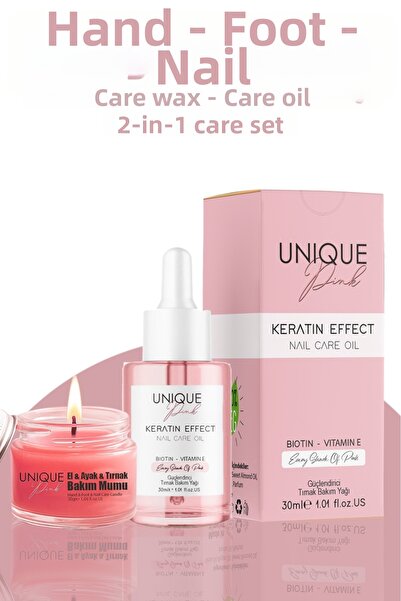 Unique Pink زيت العناية بالأظافر بخلاصة الكيراتين والبيوتين وفيتامين E - طبيعي ضد التشققات - شمع العناية بأظافر اليدين والقدمين