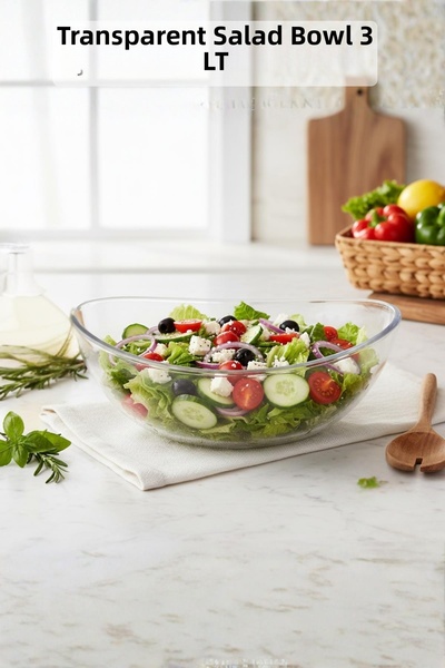 Depa Transparent Acrylic Salad Bowl 25 X 32 X 12 cm – 3 Lt