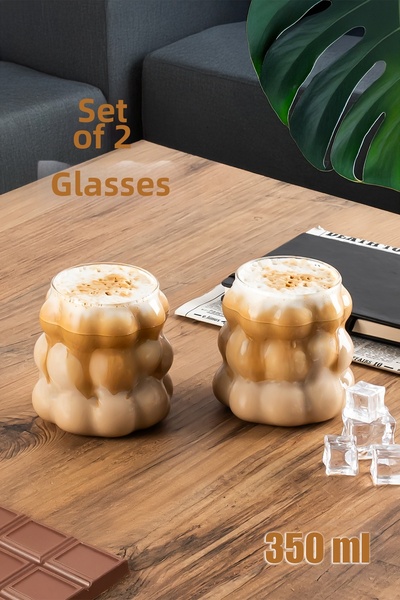 DORRY HOME 2Pcs Heat Resistant Borosilicate Glass Beverage Soft Drink Coffee ...