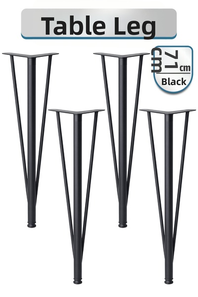 Badem10 Triangle 4Pcs Black 71cm Metal Table Coffee Table Leg Durable Furniture Support Riser Foot Modern