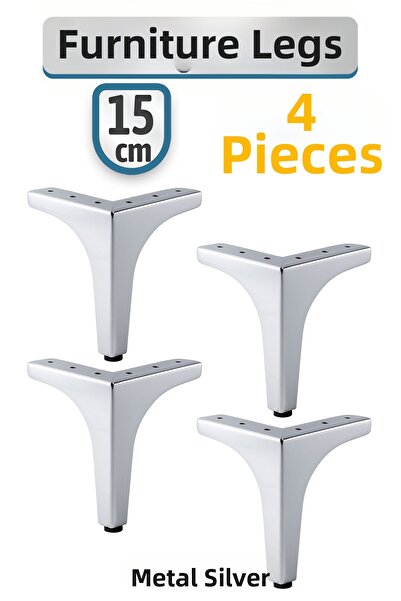 Badem10 Metalon 4Pcs Silver 15cm Chrome Metal Furniture Leg Modern Sofa Durable Unit Leg Feet