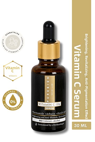 purebien skin lab سيروم فيتامين سي 15% نياسيناميد + أربوتين + حمض الفيروليك
