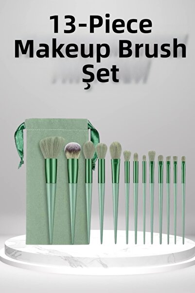 ETC Makeup Brush Set Green 13 Pieces Foundation Brush Blush Brush Eyeshadow Brush - Myg3059-1119
