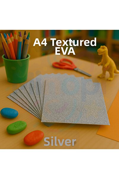 Minopi Glitter Eva Sponge A4 Silver Color Set of 10 Handicraft School and Hob...