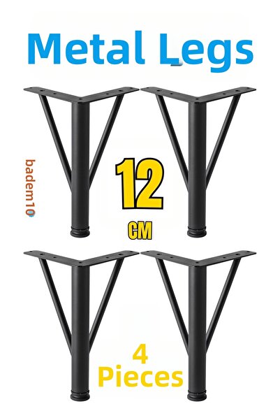 Badem10 Triangle 12cm Black 4Pcs Metal Furniture Leg Modern Armchair Sofa Durable Tv Unit Leg Feet