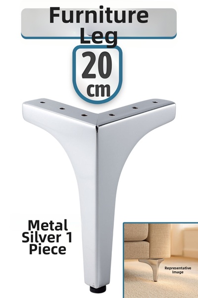Badem10 Metalon 20 cm Silver Chrome Metal Furniture Leg Modern Sofa Durable Triangle Unit Leg Feet