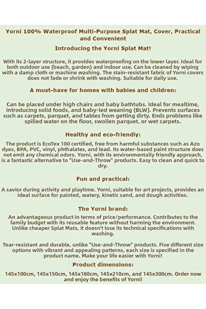 Yıldızan Msa Shop Yorni Family Waterproof Floor/Table Cover, 145X300Cm, for A...