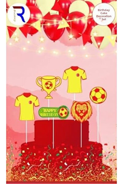 Nacario Nrcrioshop Football Themed Cake Decoration Set, Yellow-Red Color, 6 P...