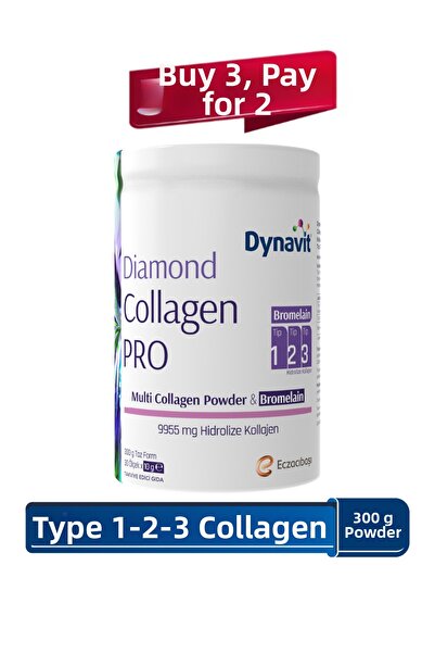 Dynavit Multi Collagen & Bromelain (Pineapple Extract) - Hydrolyzed Peptide Type 1&3 Bovine and Type 2 Chicken Collagen