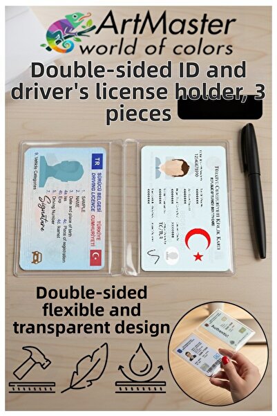 Artmaster Husă pentru permis de conducere și acte de identitate, cu două arip...