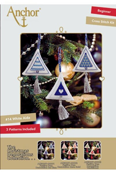Anchor Christmas Collection Tree Decoration Tree Ornament Cross Stitch Embroidery Kit (Ice Blue)