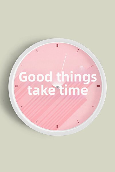 JHAAR Modern Lettering Design -'' Good Things Take Time'' Wall Clock - 42cm -...