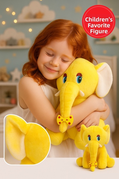 TOYFEST Yellow Elephant Plush Toy 20×17 cm – Children's Room Decor, Cute Baby Gift, Soft Plush Figure