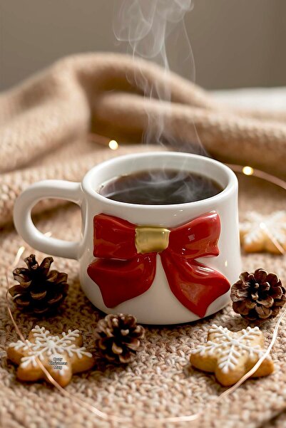 Rivaİstanbul كوب قهوة سيراميك مزدوج مصنوع يدويًا مع زخرفة ذهبية عيار 24 قيراط، هدية رأس السنة الجديدة