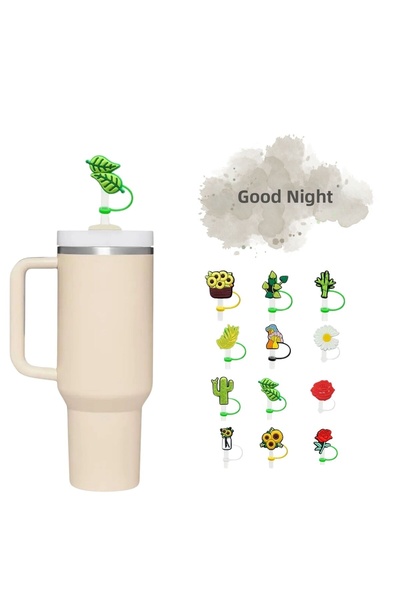 GECEDENİZ Thermos Compatible Straw Stopper Green Leaf