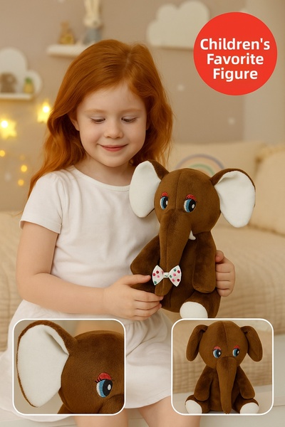 TOYFEST Brown Elephant Plush Toy 20×17 cm – Children's Room Decor, Cute Baby Gift, Soft Plush Fi