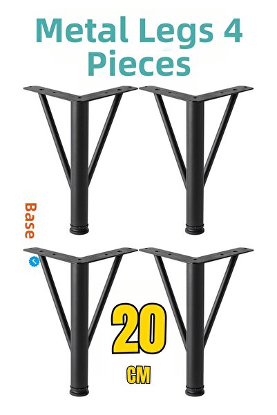 Badem10 Triangle Black 4Pcs Metal 20cm Furniture Leg Modern Armchair Sofa Durable Tv Unit Leg Feet