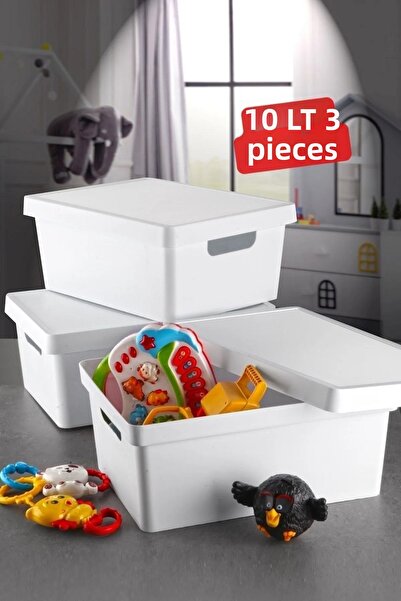 Open Home Concept Λευκό 10 Lt. Κουτί με Καπάκι - 3 Τεμάχια