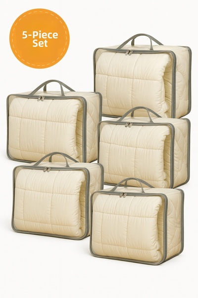 HİG HOME مجموعة من 5 حقائب لتخزين وتنظيم اللحاف والبطانيات مقاس 41×51×16 سم -...