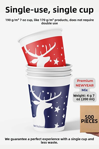 cupistanbul 7 oz (200 ml) Paper Cups New Year Mixed Color