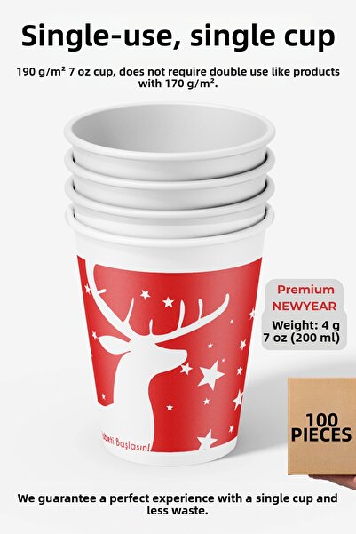 cupistanbul 7 oz Cardboard Cups (200 ml) - 100 Pieces - Red Color Leak-Proof ...