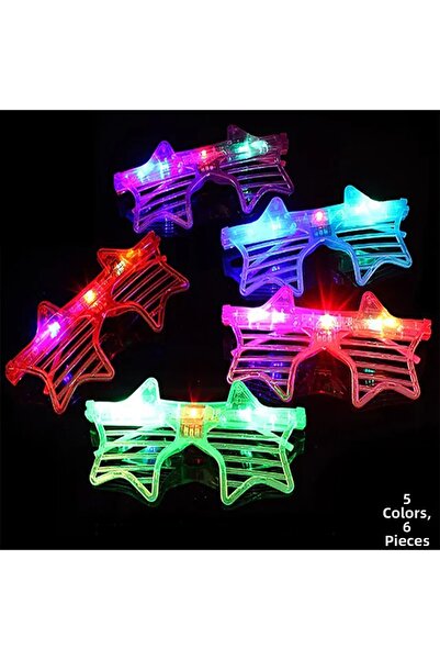 Seçkin Trend Lighted Star Shaped Led Party Glasses 5 Colors Set of 6