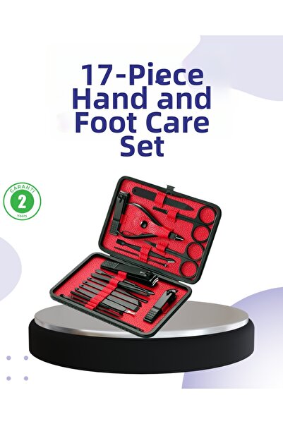 Epilons 17 Piece Manicure Set with Portable Leather Case