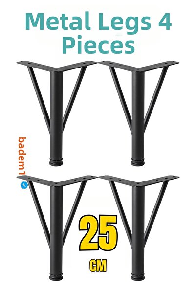 Badem10 Triangle Black 4Pcs Set Metal 25cm Furniture Leg Armchair Sofa Durable Tv Unit Leg Feet