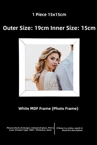 YEDİART 1 قطعة إطار 15x15 - إطار MDF - إطار صور - إطار مربع - مع PVC