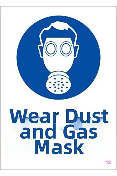 Ethab Ticaret لافتة تحذيرية لقناع الغبار والغاز 25x35 الرمز:18