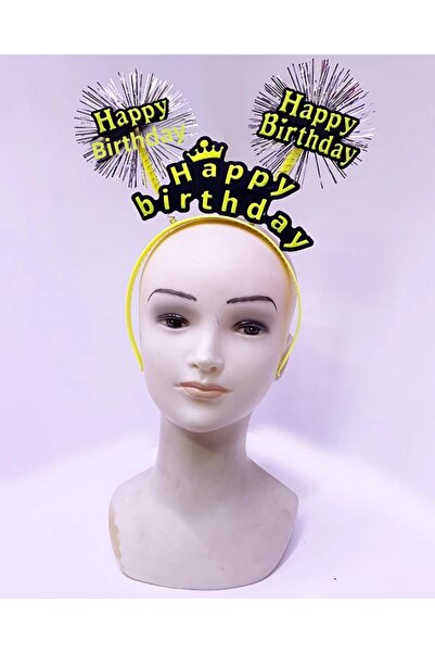 Twin Store Happy Birthday Tasseled Neon Yellow Color Birthday Crown 22X19 cm