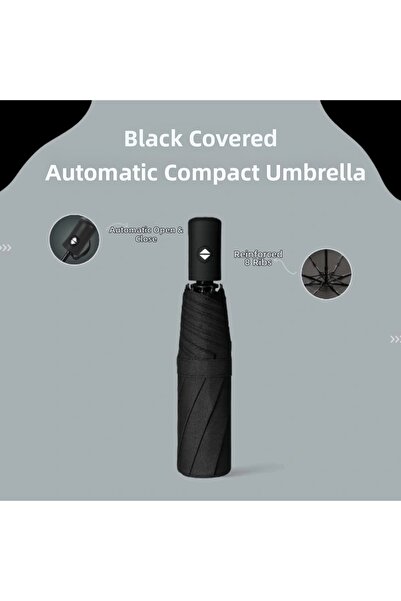 Epilons مظلة أوتوماتيكية مدمجة بغطاء أسود