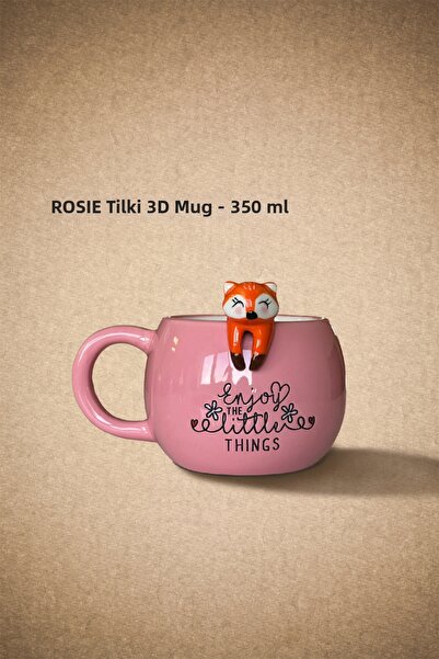ROSIE كوب سيراميك بتصميم ثعلب 350 مل وقطن