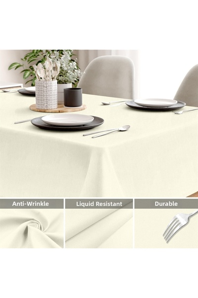 Evim Canvas Off-White Liquid Proof Stain-Proof Tablecloth